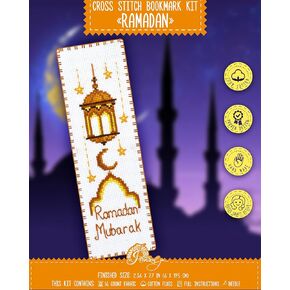 Povitrulya Ramadan Mubarak - Islamic Counted Cross Stitch Kit for Hand Embroidery - Muslim DIY Needlework Set