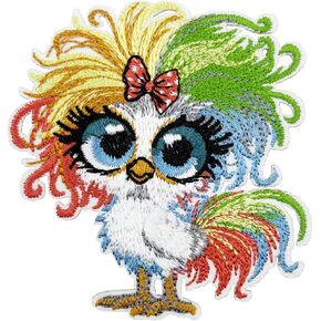 3'' Funny Crazy Chicken Embroidered Iron on Patch