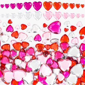 760 Pcs Heart Rhinestones Sticker, Self-Adhesive Crystal Heart Face Gems Stickers 20mm/18mm/12mm/10mm/8mm/6mm Acrylic Flat-Back Jewel Stickers for Valentine's Day Gift Concert Hair Makeup Crafts DIY