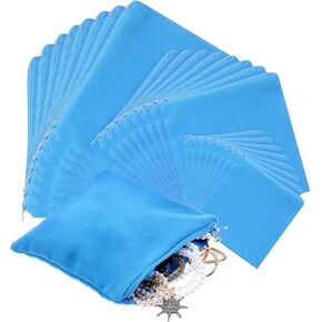24 Pieces Zippered Silver Jewelry Storage Bags Anti Tarnish Silver Protection Bags Jewelry Tarnish Prevention Bags Cloth Pouches for Jewelry Necklace Bracelet Earrings