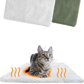 PiuPet® Self Heating Blanket for Cats - Indoor and Outdoor Furry Cat Bed with Self Heated Mats for Pets - 23x17 Inches Large Size Stress Relieving Cat Bed - White Rectangular Cat Bed