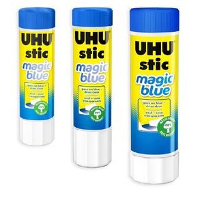 UHU Stic Magic Glue Stick - Solvent Free - Dries Clear - 8G/21G/40G - 1 of Each Size - Pack of 3
