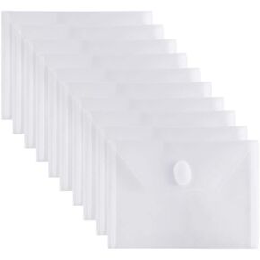 GeorgeBaker 10 Packs Small Plastic Envelope with Hook & Loop Closure, Poly Envelope for Coupon Receipt Cards 5 1/2 x 7 1/2