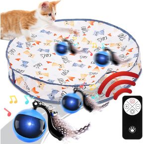 Hide and Seek Cat Toy, Interactive Cat Toy Ball in Pouch, Interactive Moving Cat Toys for Indoor Cats, Kitten Toys for Indoor Cats Self Play, Rechargeable Rolling Cat Toy
