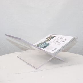 Transparent Clear Acrylic Book Holder ，Durable X-Design Stand for Cookbooks， Reading Stand for Open and Closed Books, Magazines, Textbooks