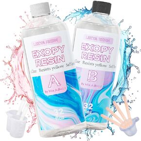 LEEYA RESIN Crystal Clear Epoxy Resin Kit 1 Gallon, No Yellowing No Bubble Self Leveling Resina Epoxica Easy Mix 1:1, Table Top Epoxy Resin, Coating Casting, Painting, Art Crafts, Jewelry Making