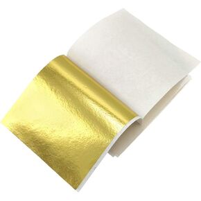 Lwuey Gold Leaf Sheets, Gold Foil Sheet Multipurpose Flakes Gold Foil Paper for Crafting DIY Art Decoration Nails Handicrafts Painting Gilding Crafts 100 Pieces Not Edible 3.5 by 3.5 Inches