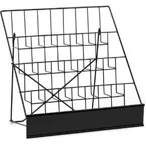 QWORK 4-Tiered Metal Book Display Stand – 18.4 x 16.6 x 14.5, Book Signing Wire Rack, Space-Saving Tabletop Cd Display Countertop Magazine Rack for Picture Literature Brochure Library Classroom