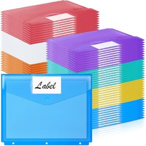 Jetec 60 PCS 3 RING Binder Bolder Pockets Binder Binder Organizer with Hook and Loop Stables Closure Label Pocket Side Load Load Pouch for Schools ، 7 Colors