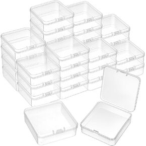 32 Packs Clear Small Plastic Containers with Lids, Beads Storage Containers Box Mini Containers Case for Storage Small Items, Beads, Crafts, Jewelry Accessories (2.9 x 2.9 x 1 Inch)