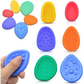Fidget Toys Silicone Sensory Stone Toys for Kids & Adults, 6 PC Textured Fidgets for Autism ADHD Kids Calming - Fidget Stress Toys for Anxiety Relief - Small Prizes Fidget Toys for Classroom