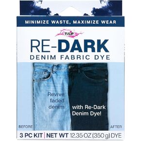 Tulip Re-Dark Denim Fabric Dye Kit, Easy Process to Upcycle Faded Jeans, Sustainable Fashion Kit, 3 pc