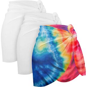 Suhine Blank White Bikini Cover up Wraps to Tie Dye, Full Cotton Summer Scarf Tie Dye Fabric