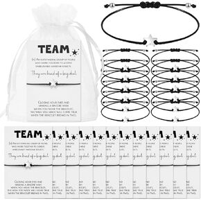 Sasylvia 50 Sets Employee Team Gifts Bulk 50 Star Charm Bracelets 50 Team Thank You Cards 50 Organza Bags Inspirational Quotes Gifts for Coworker Staff Student Teacher