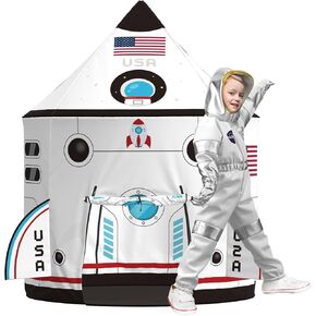 5Pcs Kids Tent and Astronaut Costume Luxury Set Spaceship Tent Space Toy Fun Rocket Ship Play Tent for Kids Toodlers 3-6 Year Old Outer Space Indoor Outdoor Play
