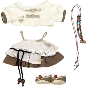 niannyyhouse 20cm Plush Doll Clothes Coat Pants Dresses Shoes Accessories Hanfu Outfit 8in Doll Dress Up (B)
