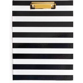 Day Designer Clipfolio, Black Stripe Design, Refillable Letter Size Notepad | 9.25" x 12.25" | Premium Letter Size Paper Pads for Notes, Planning, and Organization (Black Stripe)