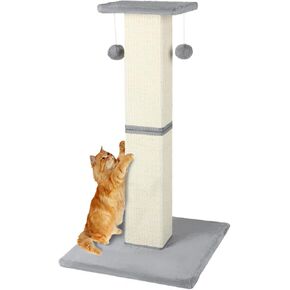 Cat Scratching Post,32 Inch Heavy Duty and Thicker Cat Scratching Post with Jumping Platform,Tall Cat Scratching Posts for Indoor Cats Adults,Wear-Resistant and Non-Scratch(Grey)
