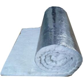 DOKUYIE Ceramic Fiber Blanket Insulation Mat Single Sided Aluminum Foil Facing 2300℉ for Chimney BBQ Grill Oven Stove 1x0.61M (10mm - Thickness)