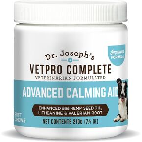 VetPro Advanced Calming Aid - Dog Anxiety Chews and Calming Treats for Dogs Enhanced with Organic Hemp Seed Oil - Veterinarian Formulated Dog Calming Treats
