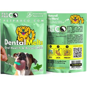 Dog Bad Breath Dental Strips 10 packs - DentalMelts for Dogs – Fresh Breath, Supports Oral Hygiene, Breath Treats for Dogs, Vet-Approved Dental Care, Low Calorie, No Fillers, No chew Dental Health