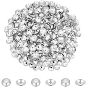UniCraftale 400 PCS قبعات حبة الفولاذ المقاوم للصدأ 4 مم أغطية الخرز نهايات فاصل حبة حبة بالي بيد مخروط نصف جولة قبعات زهرة حبات لأقراط سوار القلادة المجوهرات صنع لوازم