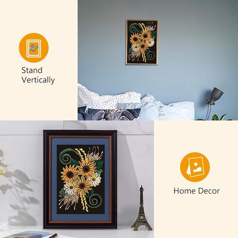 WEBEEDY Paper Quilling Kit DIY Sunflower Paper Filigree Kit with Quilling Strips Tool and Supplies Paper Quilling Set for Beginners Handmade Crafts Modern Room Wall Art Decor Gift,21×27.9cm/8.3×11" in Kuwait