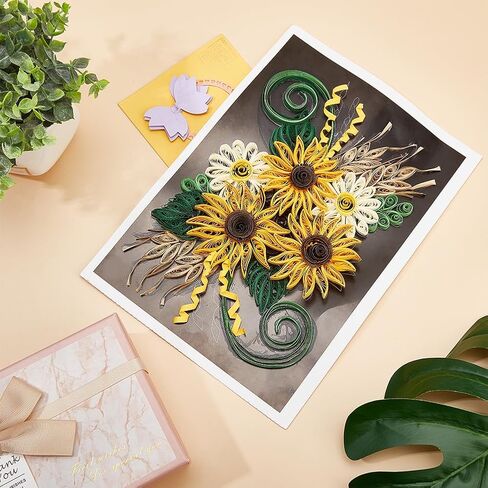 WEBEEDY Paper Quilling Kit DIY Sunflower Paper Filigree Kit with Quilling Strips Tool and Supplies Paper Quilling Set for Beginners Handmade Crafts Modern Room Wall Art Decor Gift,21×27.9cm/8.3×11" in Kuwait