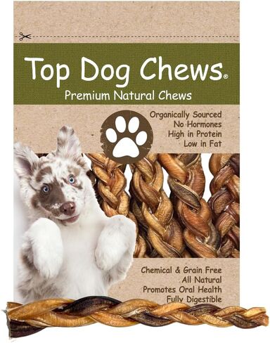 Top Dog Chews-12 "عصي البلطجة المضفر (10 حزمة) ، و 10 ٪ من عصي البيتزم الطبيعية ، ومضغ الكلاب طويلة الأمد ، وعلاج الكلاب الصحية منخفضة الدهون الغنية بالبروتين in Kuwait