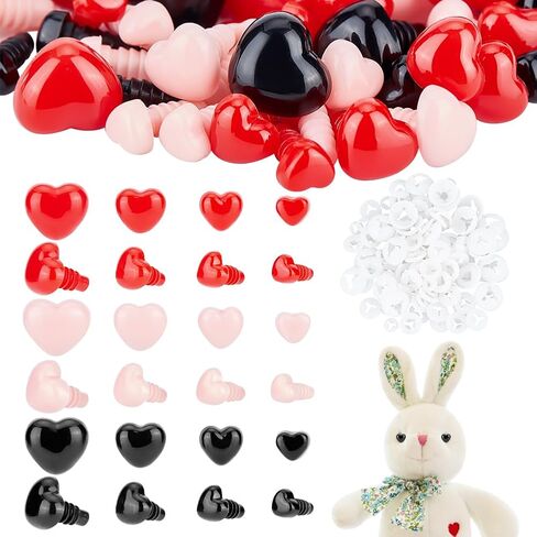 AHANDMAKER 120Pcs Plastic Safety Noses Crochet Stuffed Animals Noses Crochet Noses with Washers Animal Crochet Noses 7mm to 20mm for Puppet Plush Craft Accessories in Saudi Arabia