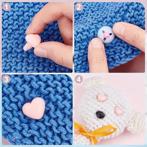 AHANDMAKER 120Pcs Plastic Safety Noses Crochet Stuffed Animals Noses Crochet Noses with Washers Animal Crochet Noses 7mm to 20mm for Puppet Plush Craft Accessories in Saudi Arabia