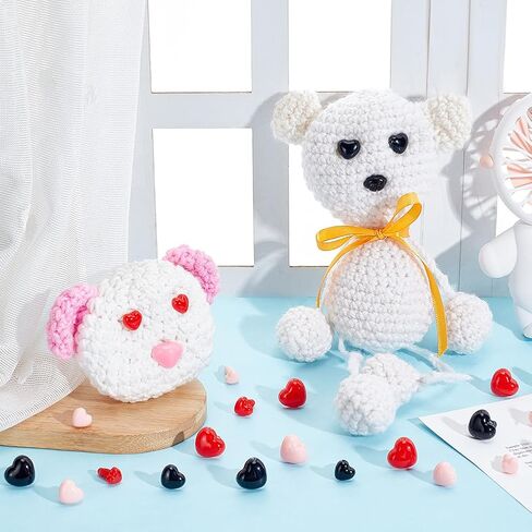 AHANDMAKER 120Pcs Plastic Safety Noses Crochet Stuffed Animals Noses Crochet Noses with Washers Animal Crochet Noses 7mm to 20mm for Puppet Plush Craft Accessories in Saudi Arabia