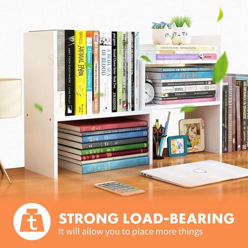 ShellKingdom Desk Shelf Organizer, Desktop Shelves, Adjustable Desktop Corner Shelf, Bookshelf Storage Rack and Cubicle Decor for Desk, Tabletop, School, Office, Dorm Desk Organizer - White in Kuwait