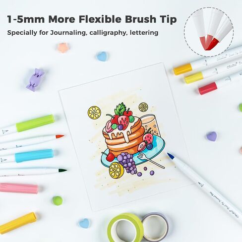 Ohuhu Markers for Adults Coloring Books 80 Colors Coloring Markers Pens for Journaling Water-Based Dual Tips Extra Fine & Brush Art Markers for Calligraphy Lettering Card-making in Saudi Arabia