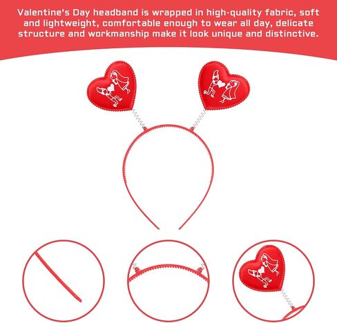 2-SET Valentine's Day Red Heart Shaped Sunglasses and Love-shaped Headbands Cupid Boppers Band Hair Hoop Hair Hair in Kuwait