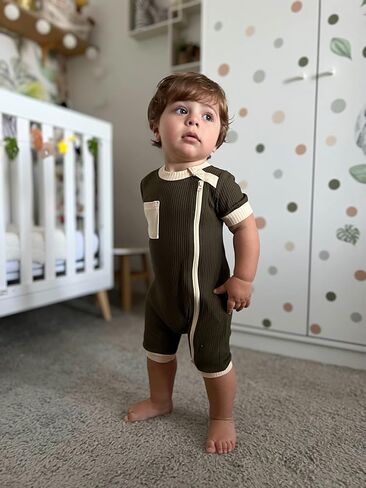 Volunboy Newborn Summer Clothes Unisex Baby Boy Girl 2 Pack Rompers Short Sleeve Two Way Zipper One-piece Jumpsuits Bodysuits in Saudi Arabia