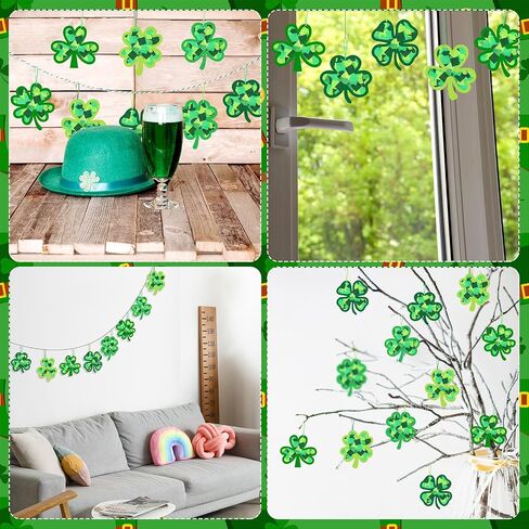 Eersida 32 PCS St. Patrick's Suncatchers Paper Craft Set DIY Shamrock Four Leaf Clover على شكل زجاج ملونًا مجموعات ورق من الأنسجة الزجاجية المجمعة لأنشطة الفصول الدراسية النافذة الفنية. in Kuwait