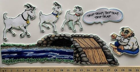 شعرت ثلاثة من Billy Goats Gruff Precut Figures Flannel Board Story Play Time Story (كبير) in Kuwait