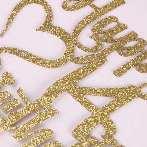 Gold Glitter Happy 14th Birthday Cake Topper - 14 Anniversary/Birthday - Hello 14, Cheers to 14 Years,14 & Fabulous Cake Topper Party Decoration (14th) in Kuwait