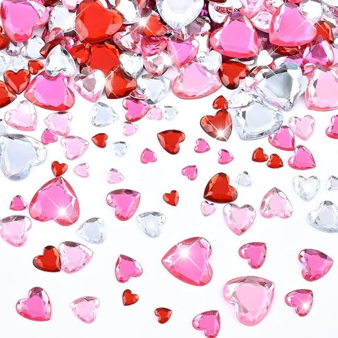 Nachlynn 600 PCS Acrylic Heart Rhinestone 6-18 MM عيد الحب بالأحجار الكريمة متعددة الألوان مسطحة القلب من أحجار القلب لزفاف الجدول الزفاف مجوهرات DIY Craft in Kuwait
