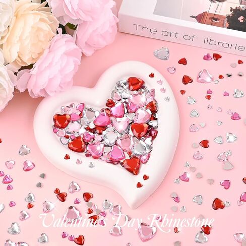 Nachlynn 600 PCS Acrylic Heart Rhinestone 6-18 MM عيد الحب بالأحجار الكريمة متعددة الألوان مسطحة القلب من أحجار القلب لزفاف الجدول الزفاف مجوهرات DIY Craft in Kuwait