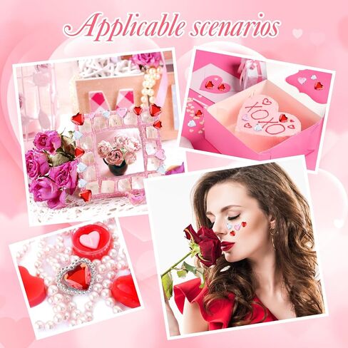 Nachlynn 600 PCS Acrylic Heart Rhinestone 6-18 MM عيد الحب بالأحجار الكريمة متعددة الألوان مسطحة القلب من أحجار القلب لزفاف الجدول الزفاف مجوهرات DIY Craft in Kuwait