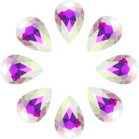 MECCANIXITY 8Pcs 18 x 25mm Teardrop Rhinestones Glass Pointed Back Rhinestone Beads Gems for Jewelry Making Costume Crystal Embellishments Crafts,Light Green in Saudi Arabia