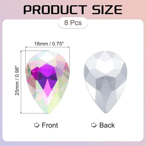 MECCANIXITY 8Pcs 18 x 25mm Teardrop Rhinestones Glass Pointed Back Rhinestone Beads Gems for Jewelry Making Costume Crystal Embellishments Crafts,Light Green in Saudi Arabia