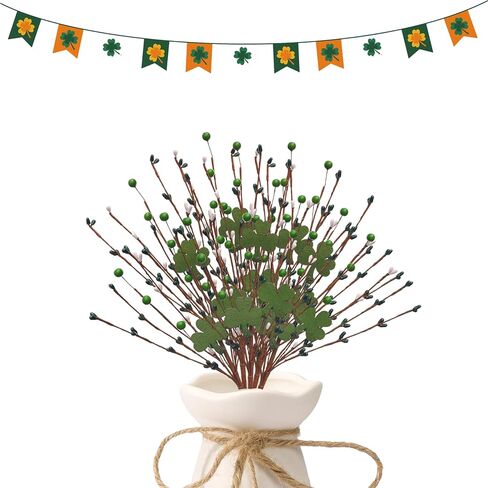 16 بوصة سانت باتريك يختار ، غرين البرسيم بيري ينبع فروع ، شامروك لزخارف عيد القديسباتريك ، 6 عبوات in Kuwait