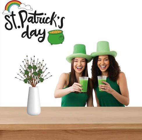 16 بوصة سانت باتريك يختار ، غرين البرسيم بيري ينبع فروع ، شامروك لزخارف عيد القديسباتريك ، 6 عبوات in Kuwait