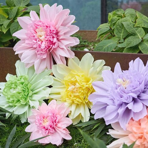 Pastel Paper Flowers,12 Pcs Crepe Paper Flowers Decorations,6 in,10 in Paper Flower for Wedding Party Baby Bridal Shower Carnival Party Nursery Wall Decor in Saudi Arabia