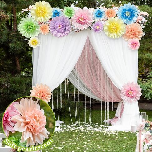 Pastel Paper Flowers,12 Pcs Crepe Paper Flowers Decorations,6 in,10 in Paper Flower for Wedding Party Baby Bridal Shower Carnival Party Nursery Wall Decor in Saudi Arabia