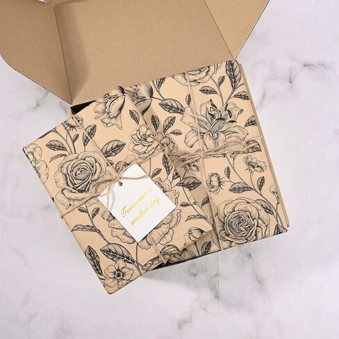 100Sheets Vintage Floral Tissue Paper for Gift Wrapping Retro Spring Flowers Tissue Paper for Gift Bags for Bridal Shower Birthday Party Wedding DIY Craft Supplies, 20 × 14 Inches (Kraft) in Kuwait