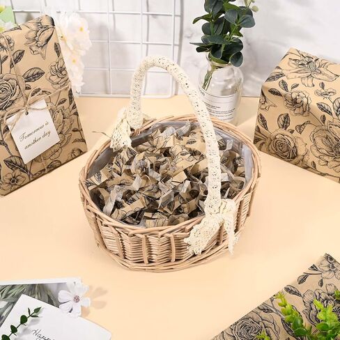 100Sheets Vintage Floral Tissue Paper for Gift Wrapping Retro Spring Flowers Tissue Paper for Gift Bags for Bridal Shower Birthday Party Wedding DIY Craft Supplies, 20 × 14 Inches (Kraft) in Kuwait